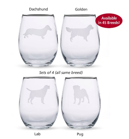 Dog wine glasses for a Valentine's day gift