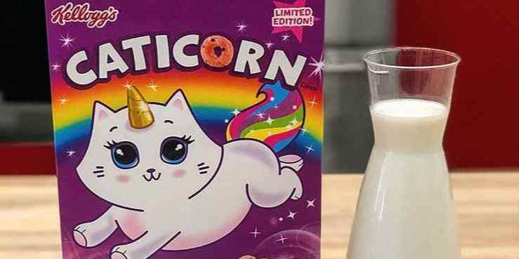 Caticorn cereal and milk